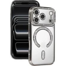 Bezos Apple iPhone 17 Pro Max Uyumlu Joke Simli Magneticsafe Kılıf - Gümüş