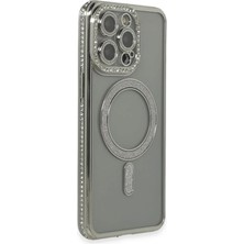 Bezos Apple iPhone 15 Pro Uyumlu Kılıf Joke Simli Magneticsafe Kılıf - Gri