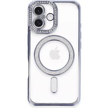 Bezos Apple iPhone 16 Plus Uyumlu Kılıf Joke Simli Magneticsafe Kılıf - Mavi