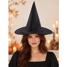 Doğaberen Cadı Şapkası Halloween Parti Kostüm Aksesuarı Siyah