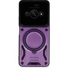 Bezos Xiaomi Poco C61 Uyumlu Kılıf Joy Lens Standlı Kapak - Mor