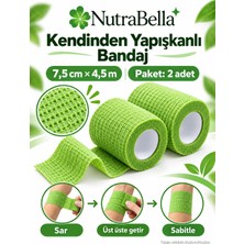 Nutrabella Kendinden Yapışkanlı Çoban Bandajı Yeşil 7,5 cm × 4,5 m – 2 Adet