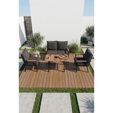 Bezos Metal Bahçe Oturma Grubu Minderli Gri 4'lü Set