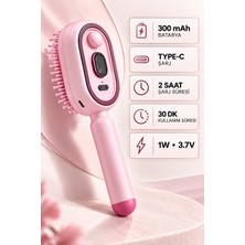 Epilons Elektrikli Spreyli Saç Tarağı 300 Mah Type‑c Şarjlı Ince Spreyli Antistatik Bakım Fırçası Pembe