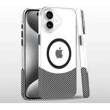 Bezos Joko Apple iPhone 16 Plus Uyumlu Carbon Puzzle Magsafe Kapak - Beyaz