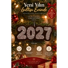 Taşteks 2027 Taşlı Keçe Yılbaşı Ağacı Süsü – Gümüş Parlak Taşlı Yeni Yıl Dekoru