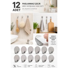Maison Luré Banyo Askısı 15 Adet Yapışkanlı Askı Seti Paslanmaz Çelik Askı Kancası 22X25MM DE265