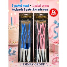 Kıvrımlı Pasta Mumu 2 Paket (Toplam 12 Adet) – 15 cm Şık Doğum Günü Mumları, Spiral Mum