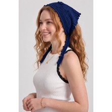 Neden Tekstil Kadın File Örgü Dantel Görünümlü Çok Amaçlı Bandana Yazlık Plaj Uyumlu Delikli Triko Saç Bandanası ve Bel Aksesuarı