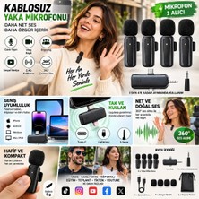 Jolita iPhone 14 Plus Uyumlu 4’lü Kablosuz Yaka Mikrofonu Seti 2.4g – Type-C Lightning 3.5mm Uyumlu Vlog Canlı Yayın Röportaj Mikrofonu