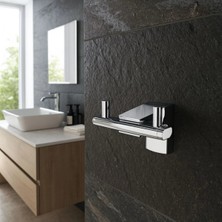 Maison Luré Banyo Askısı Krom Ikili Bornoz Askılığı, Duvara Monte, 2 Askılı, Kare Tasarım