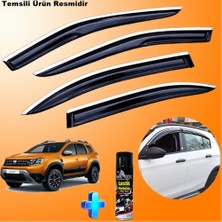 Friemats Dacia Duster Cam Rüzgarlığı Abs Nikelajlı Krom Mügen Cam Rüzgarlığı 2018-2025 Arası + Ebrayn 500 ml Lastik Parlatıcı