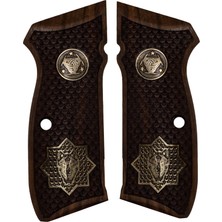 Makgrips Cz 75 A Kurt ve Mahsusa Temalı Çift Motifli Ceviz Ağacı Tabanca Kabzesi