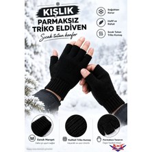 Axe Sportswear Siyah  Parmaksız Kesik Yarım Parmak Kışlık Örme Triko Eldiven