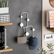 Maison Luré Askılık Dekoratif Mat Beyaz Metal Duvar Askısı Modern Tasarım Antre Banyo