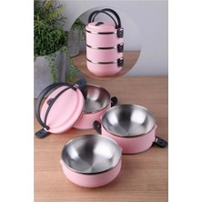 Maison Luré Termos Pembe 3 Katlı Sızdırmaz Yemek Termosu 2,25 Litre