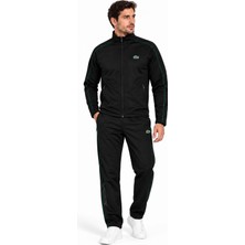 Lacoste Basıc Siyah Regular Fit Şeritli Eşofman Takımı