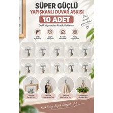 Maison Luré Askılık Süper Güçlü Yapışkanlı Deliksiz Vidalı Tırnak Kanca Tutucu 10 Adet