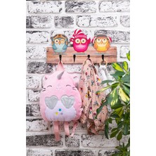 Maison Luré Askılık Çocuk Odası Duvar Askılığı 4 Askılı Doğal Ahşap Uv Baskılı Baykuşlar