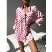 Sweetheart Satin Oversize Gömlek Pijama