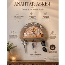 Maison Luré Askılık Ahşap Home Sweet Home Anahtar Askısı Duvar Organizer 36X24 cm
