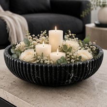 Happy Trend 27 cm – Lüks Modern Marble Bowl, Oturma Odası Centerpiece, Şık Masa Üstü Dekor Objesi