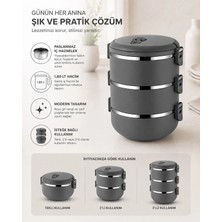 Maison Luré Termos 3 Katlı Sızdırmaz Yemek Termosu Modern Sefer Tası Özel Seri Füme
