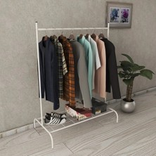 Maison Luré Askılık Beyaz Dikdörtgen Elbise Askılığı Ayaklı Izgaralı