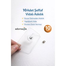 Maison Luré Askılık 10 Adet Şeffaf Vidalı Duvar Delmeden Yapışkanlı