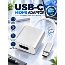 Usb-C HDMI Adaptör – Type-C Erkek HDMI Dişi Görüntü Aktarım Dönüştürücü Aparat