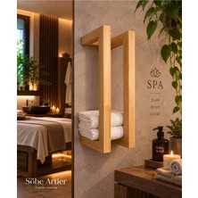 Maison Luré Askılık Doğal Ahşap Banyo Havluluk Raf 60*20*15 cm