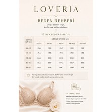Loveria Ekru Kol Tül Detaylı Dantelli Destekli Sütyen Külot Takımı