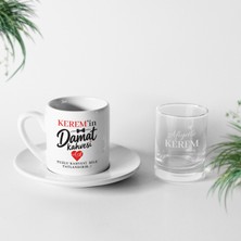 Hediye Kralı Kişiye Özel Damat Fincanı + Mini Su Bardağı Seti