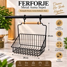 Maison Luré Askılık Ahşap Saplı Metal Sepet Mutfak Banyo Organizer