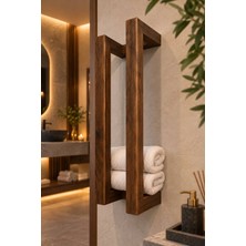 Maison Luré Askılık Doğal Ahşap Banyo Havluluk Raf Koyu Meşe Vernik 60*20*15 cm