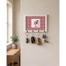 Maison Luré Askılık Fotoğraflı Beyaz Ahşap Çerçeveli Anahtarlık Askısı