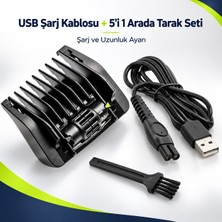 Supervac Phi Lips One Blade QP1424 QP2724 QP2824 Uyumlu USB Şarj Kablosu + 5’i 1 Arada Ayarlanabilir Tarak Seti