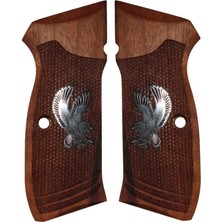 Makgrips Cz 75 A Nokta İşlemeli Kartal Armalı Ceviz Ağacı Ahşap Tabanca Kabzesi