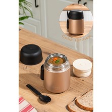Maison Luré Termos Paslanmaz Çelik Vakumlu Yemek Termosu Taşınabilir 600ML Bronz