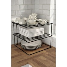 Happy Trend Haus 3 Katlı Tabaklık Dolap Içi Düzenleyici Organizer Tezgah Banyo Tabak Bardak Düzenleme, Siyah