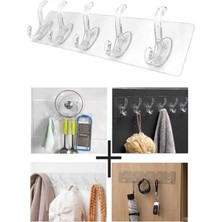 Maison Luré Askılık 5'li Şeffaf Kendinden Yapışkanlı - Mutfak Banyo Kapı Duvar
