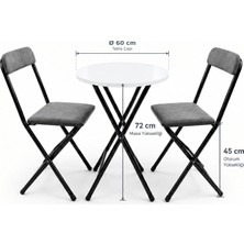 Çağlar Metal 2 Kişilik Katlanabilir Masa Sandalye Seti 60 cm – Balkon, Bahçe ve Mutfak
