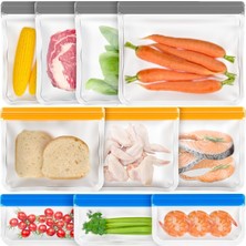 Happy Trend Için Yeniden Kullanılabilir Atıştırmalık Çantaları, 10'lu Paket Bulaşık Makinesinde Yıkanabilir Yeniden Kullanılabilir Ziploc Çantalar Peva, Bpa Içermeyen Sızdırmaz Öğle Yemeği,