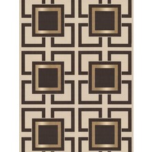 Süs Duvar Kağıtçılık Kahverengi Geometrik Retro  Varaklı Desenli Duvar Kağıdı