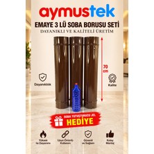 Aymustek Emaye Soba Borusu Seti 3 Adet Boru (Jel Hediye)