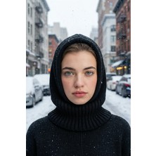 Emybox Ipli Örgü Triko Balaclava Kapüşonlu Kışlık Tesettür Başlık Kadın Bere Örme