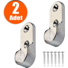 Badem10 Oval Boru Askı Flanşı Krom Dolap İçi Elbise Askı Aparatı Elemanı (2 Adet)