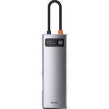 Baseus Metal Gleam Series 8in1 Type-C Hub Adaptör Çoklayıcı CAHUB-CV0G 5V-20V Uyumlu Gri Renk