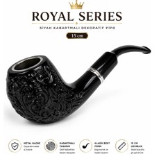Maison Luré Pipo Şık Siyah Kabartmalı Dekoratif 15 Cm, Metal Hazneli Premium Bent Tasarım