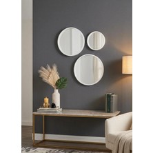 Klass Dekor Ceviz/ Meşe/ Siyah/ Beyaz Renk Masif Doğal Ahşap Modern Iskandinav Tarz Circle 3 Lü Duvar Aynası Seti